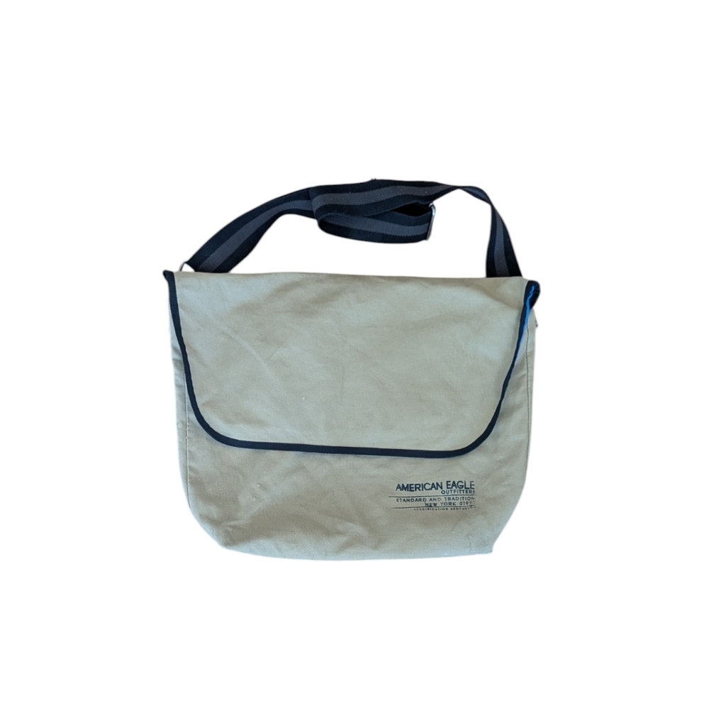 Vintage American Eagle messenger bag, khaki canvas